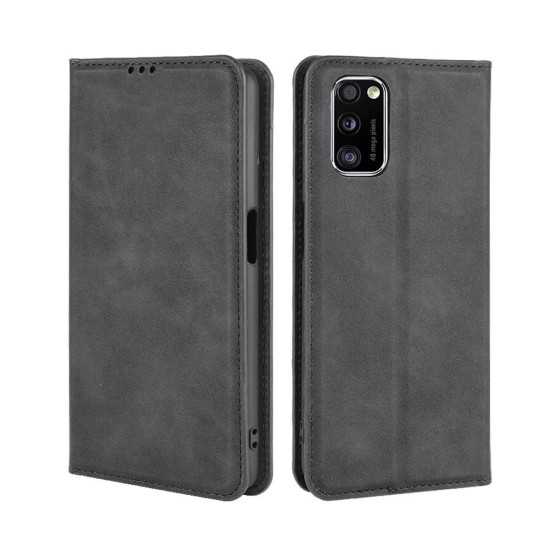 Leather Flip Cover with Internal Pocket For Samsung Galaxy A41 Blue